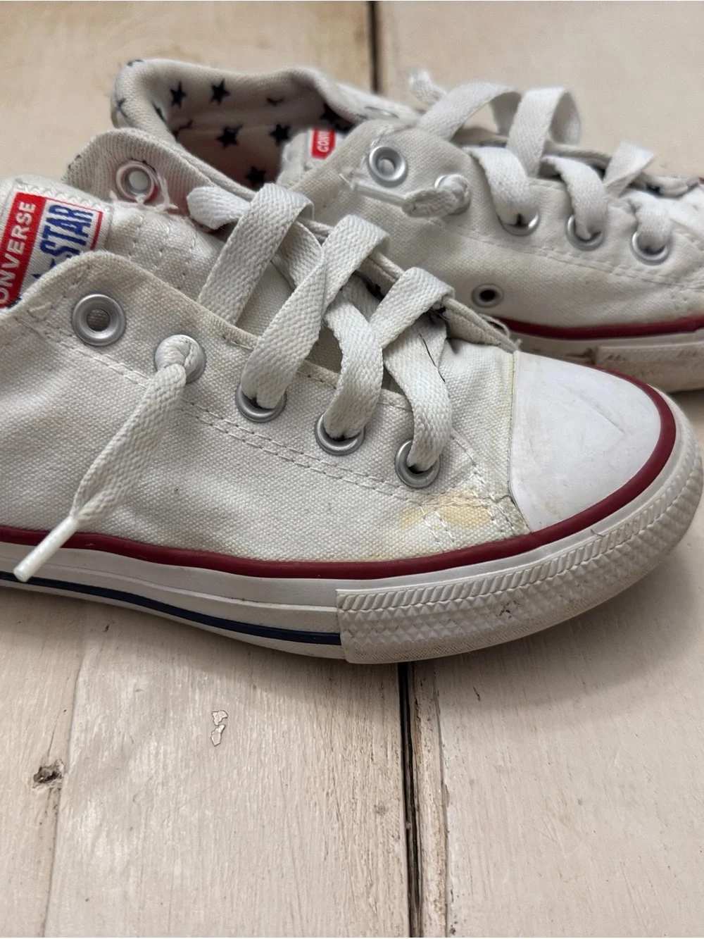 Converse Kids White Sneakers with Red Accent